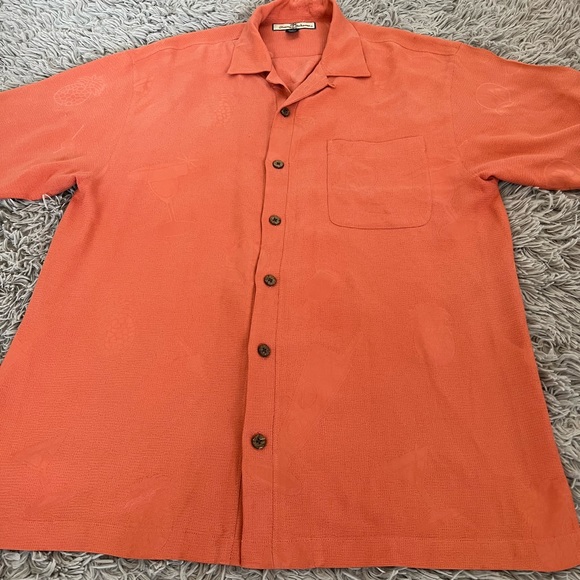 Tommy Bahama Men’s Button Down Isles Silk Camp orange Size M - Picture 4 of 13